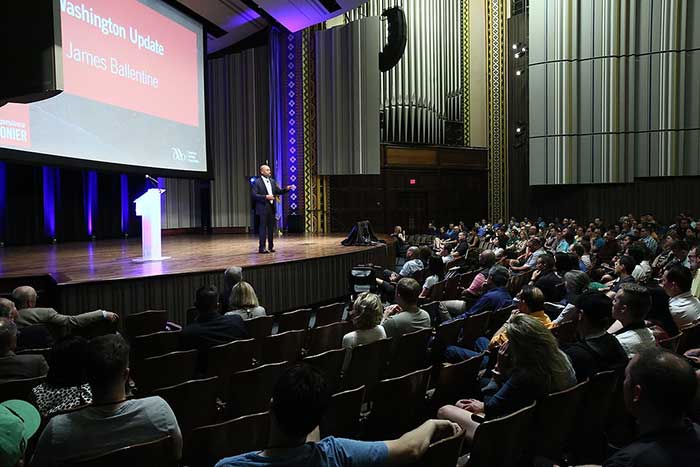 Speaker on stage